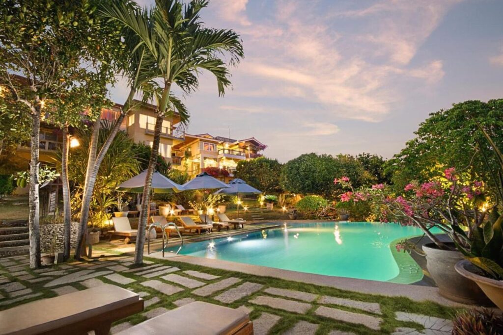 outdoor pool and garden at Amarela Resort