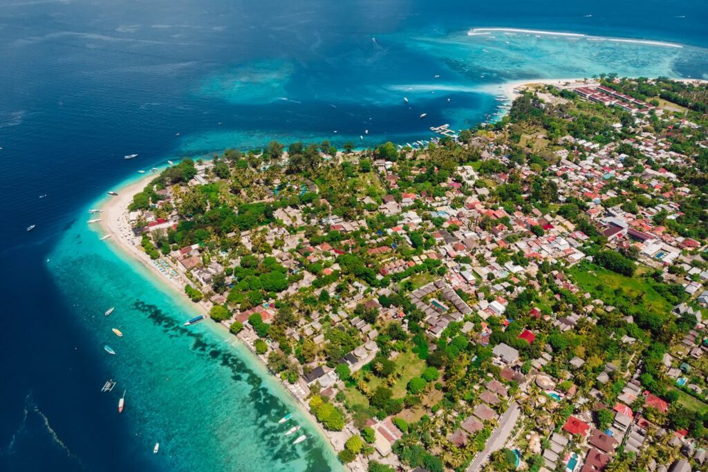 aerial view of Gili Air island