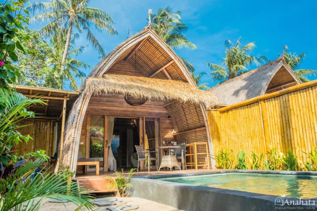 private villa with native and bamboo design and a private pool