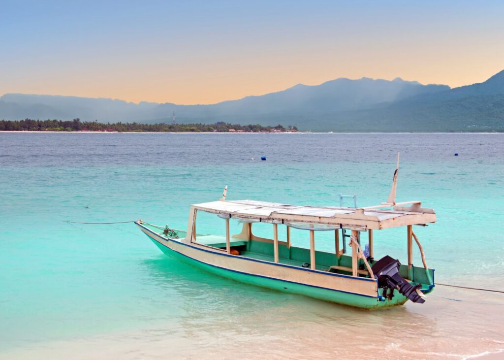 Typical fast boat to travel between the islands and also to the Gili Islands from Bali of Lombok 