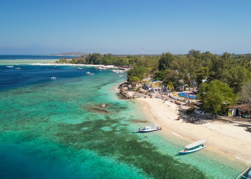 aerial view of the Gili Air coastline