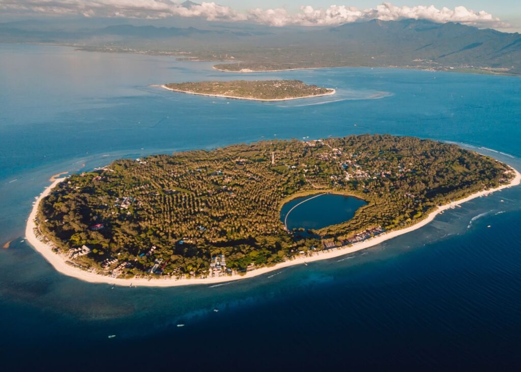 aerial view of the Gili Meno island