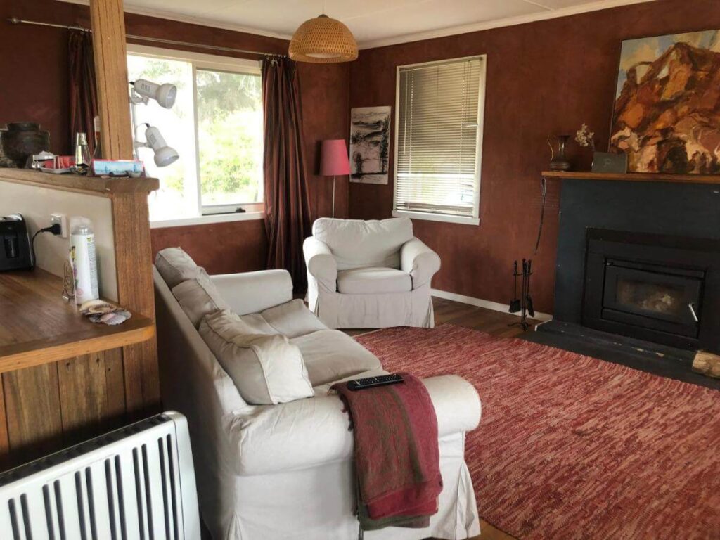 simple living room at The Woolshed and Farmhouse Blue
