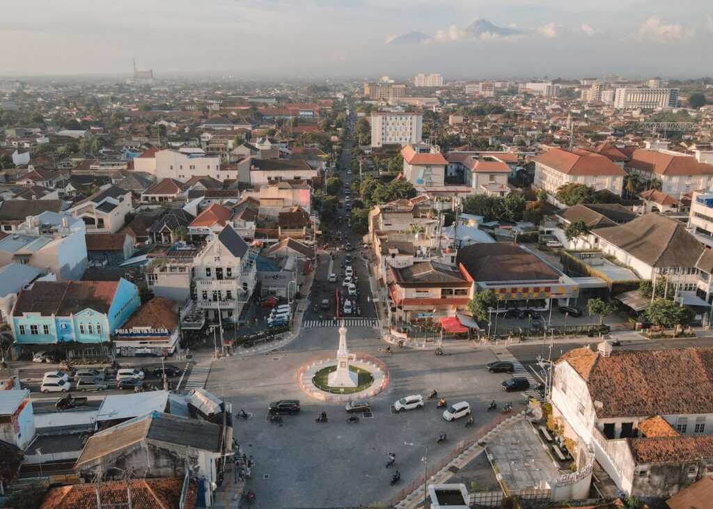 aerial view of Yogyakarta City Centre